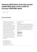 Pulmonary ROSH Review Exam fully solved & updated 2026 &lpar;latest version verified for accuracy&rpar; &vert; 20252026 Latest&excl;&excl;