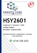 HSY2601 Assignment 1 &lpar;DETAILED ANSWERS Semester 1 2026 - DISTINCTION GUARANTEED