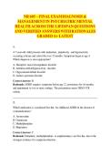 NR 605 &ndash; FINAL EXAM DIAGNOSIS &  MANAGEMENT IN PSYCHIATRIC MENTAL  HEALTH ACROSS THE LIFESPAN QUESTIONS  AND VERIFIED ANSWERS WITH RATIONALES  GRADED A&plus; LATEST