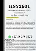 HSY2601 Assignment 1 &lpar;COMPLETE ANSWERS&rpar; Semester 1 2026 - DUE 16 March 2026 &period;