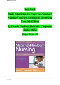 Test Bank  Davis Advantage for Maternal-Newborn  Nursing Critical Components of Nursing  Care 5th Edition  by Connie Durham&comma; Roberta&semi; Chapman&comma;  Linda&semi; Miller&vert;&vert;ISBN&colon;9781719651783