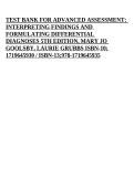 Test Bank for Advanced Assessment&colon; Interpreting Findings & Formulating Differential Diagnoses 5th Edition &lpar;Goolsby & Grubbs&rpar; &ndash; Updated 2026&sol;2027 &vert; Complete Chapters &vert; Questions&comma; Answers & Rationales &vert; PDF