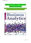 TEST BANK for Business Analytics 3rd  Edition by James Evans  COMPLETE CHAPTERS 1-16 WITH VERIFIED QUESTIONS &  ACCURATE SOLUTIONS&vert; A&plus; PASS GUARANTEED