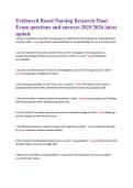 Evidenced Based Nursing Research Final  Exam questions and answers 2025&sol;2026 latest  update