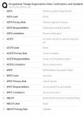 Occupational Therapy Organizations &sol; Roles&comma; Certifications & Standards Guide &sol; 2025 Exam Prep &sol; Score 100&percnt; Study Resource & Test Bank