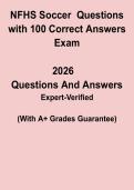 2026 NFHS Soccer Exam Questions with 100&percnt; Correct Answers &ndash; NFHS Certification Test Prep PDF