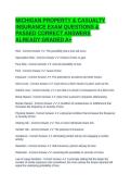 MICHIGAN PROPERTY & CASUALTY INSURANCE EXAM QUESTIONS & PASSED CORRECT ANSWERS ALREADY GRADED A&plus;