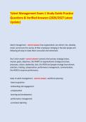 Talent Management Exam 1 Study Guide Practice  Questions & Verified Answers &lpar;2026&sol;2027 Latest Update&rpar;   