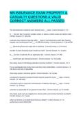 MN INSURANCE EXAM PROPERTY & CASUALTY QUESTIONS & VALID CORRECT ANSWERS ALL PASSED