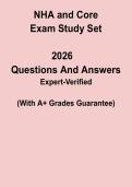 NHA & Core Exam Study Set &ndash; 2026 Practice Questions & Study Guide PDF