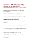 Final Exam - ANP 650 Adult Gerontology I  questions and answers 2025&sol;2026