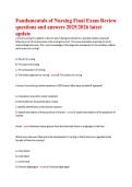 Fundamentals of Nursing Final Exam Review  questions and answers 2025&sol;2026 latest  update