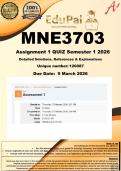 MNE3703 Assignment 1 QUIZ &lpar;COMPLETE ANSWERS&rpar; Semester 1 2026 &lpar;120087 &rpar; - DUE 9 March 2026