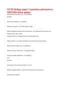GCSE biology paper 1 questions and answers  2025&sol;2026 latest update 
