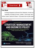 Test Bank for Strategic Management and Business Policy Globalization&comma; Innovation and Sustainability&comma; 16th edition By Thomas L&period; Wheelen&comma; J&period; David Hunger&comma; Alan N&period; Hoffman&comma; Charles E&period; Bamford All Chapters 1-13&vert;&vert;Complete Guide A&plus;&vert;&vert;Latest Update