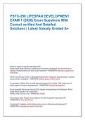 PSYC-290 LIFESPAN DEVELOPMENT  EXAM 1 &lpar;2026&rpar; Exam Questions With  Correct verified And Detailed  Solutions &vert; Latest Already Graded A&plus;PSYC-290 LIFESPAN DEVELOPMENT  EXAM 1 &lpar;2026&rpar; Exam Questions With  Correct verified And Detailed  Solutions &vert; Latest Alread