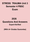 Stress & Trauma &ndash; Unit 3 Semester 4 PBSC Study Guide PDF