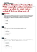 NUR 216 Module 11 &vert; Practice Quiz With complete verified solutions already graded A&plus; 2026 Latest updated Release&vert;Guaranteed success