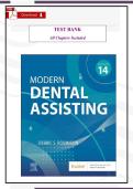 Dental Assisting for Modern Dental Assisting &lpar;14th Edition&comma; Smith & Robinson&rpar; &ndash; Verified Test Bank &vert; All Chapters &vert; Chairside Skills&comma; Radiography&comma; Infection Control & Clinical Procedures