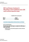 BIO 123 Human Anatomy & Physiology Latest updated exam with 100&percnt; correct answers 2026 