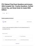 PTU Walmart Final Exam Questions and Answers 2026 Complete Test &comma; Practice Questions&comma; Verified Answer Key&comma; and Study Guide for &lpar;Latest 2026 Edition&rpar;