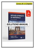Full Solution Manual for Applied Strength of Materials &lpar;7th Edition&rpar; by Robert L&period; Mott and Joseph A&period; Untener Complete Coverage &lpar;Chapters 1-13&rpar; Verified Mathematical Solutions Stress & Strain &sol; Torsion &sol; Beam Deflection &sol; Column Buckling Updated 2026 Versi