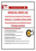 BIOD152 &sol; BIOD 152   Essential Human Anatomy & Physiology II   MODULE 1-7 EXAMS & FINAL EXAM  Actual Questions and Verified Answers  Portage Learning