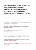 MTS TEST PREP EXAM 2026 WITH  120 QUESTIONS AND 100&percnt;  CORRECT ANSWERS &vert; ALREADY  GRADED A&plus; &vert; GUARANTEED  SUCCESS &vert; MTS LATEST EXAM 2026 
