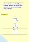 Organic Chemistry Functional Groups &vert;Strategies Review of Key Quizzes with 100&percnt; Correct Answers &vert;Verified 2025 &vert;2026 &ndash; Graded A&plus;