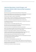 Industrial Revolution&comma; Social Changes&comma; and  European Politics &lpar;19th Century&rpar; Exam questions  and answers