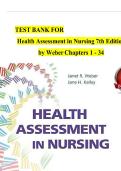 Test Bank for Health Assessment in Nursing 7th Edition &lpar;Wolters Kluwer Health &rpar;by Janet R&period; Weber and Jane H&period; Kelley&comma; ISBN No&semi; 9781975172572&comma; all Chapters Covered &lpar;NEWEST 2025&rpar;