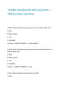 Practice Questions for Biol 2302 Exam 3 With Complete Solutions