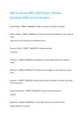A&P II Lecture &lpar;BIOL 2302&rpar; Exam 1 Review Questions With Correct Answers 