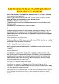 RAC DEVICES ACTUAL EXAM QUESTIONS WITH VERIFIED ANSWERS