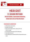 HESI EXIT V1 EXAM RETAKE  NCLEX &lpar;NGN&rpar;&comma; Case-based Scenarios&comma; Actual Qs & Ans to Pass the Exam