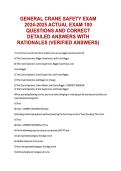 GENERAL CRANE SAFETY EXAM  2024-2025 ACTUAL EXAM 100  QUESTIONS AND CORRECT  DETAILED ANSWERS WITH  RATIONALES &lpar;VERIFIED ANSWERS&rpar; 