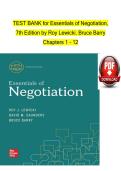 TEST BANK for Essentials of Negotiation&comma; 7th Edition by Roy Lewicki&comma; Bruce Barry Chapters 1 - 12