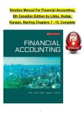Solution Manual For Financial Accounting&comma; 8th Canadian Edition by Libby&comma; Hodge&comma; Kanaan&comma; Sterling Chapters 1 - 13&comma; Complete