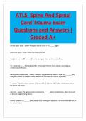 ATLS&colon; Spine And Spinal Cord Trauma Exam Questions and Answers &vert; Graded A&plus;