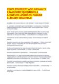 PSI PA PROPERTY AND CASUALTY EXAM GUIDE QUESTIONS & ACCURATE ANSWERS PASSED ALREADY GRADED A&plus;