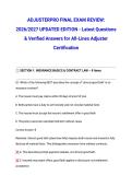 ADJUSTERPRO FINAL EXAM REVIEW&colon; 2026&sol;2027 UPDATED EDITION - Latest Questions & Verified Answers for All-Lines Adjuster Certification