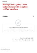 BIOL250 A001 Quiz 7 Latest updated exam with complete verified solutions 
