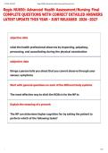 Regis NU650&colon; Advanced Health Assessment&sol;Nursing Final  COMPLETE QUESTIONS WITH CORRECT DETAILED ANSWERS  LATEST UPDATE THIS YEAR - JUST RELEASED  2026 -2027  