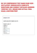 NU 325 COMPRENSIVE TEST BANK EXAM 2026  2027LATEST VERSION WITH COMPLETE  QUESTIONS AND CORRECT DETAILED ANSWERS  VERIFIED 100&percnt; BRAND NEW ACTUAL FINAL  EXAM & MIDTERM PREP