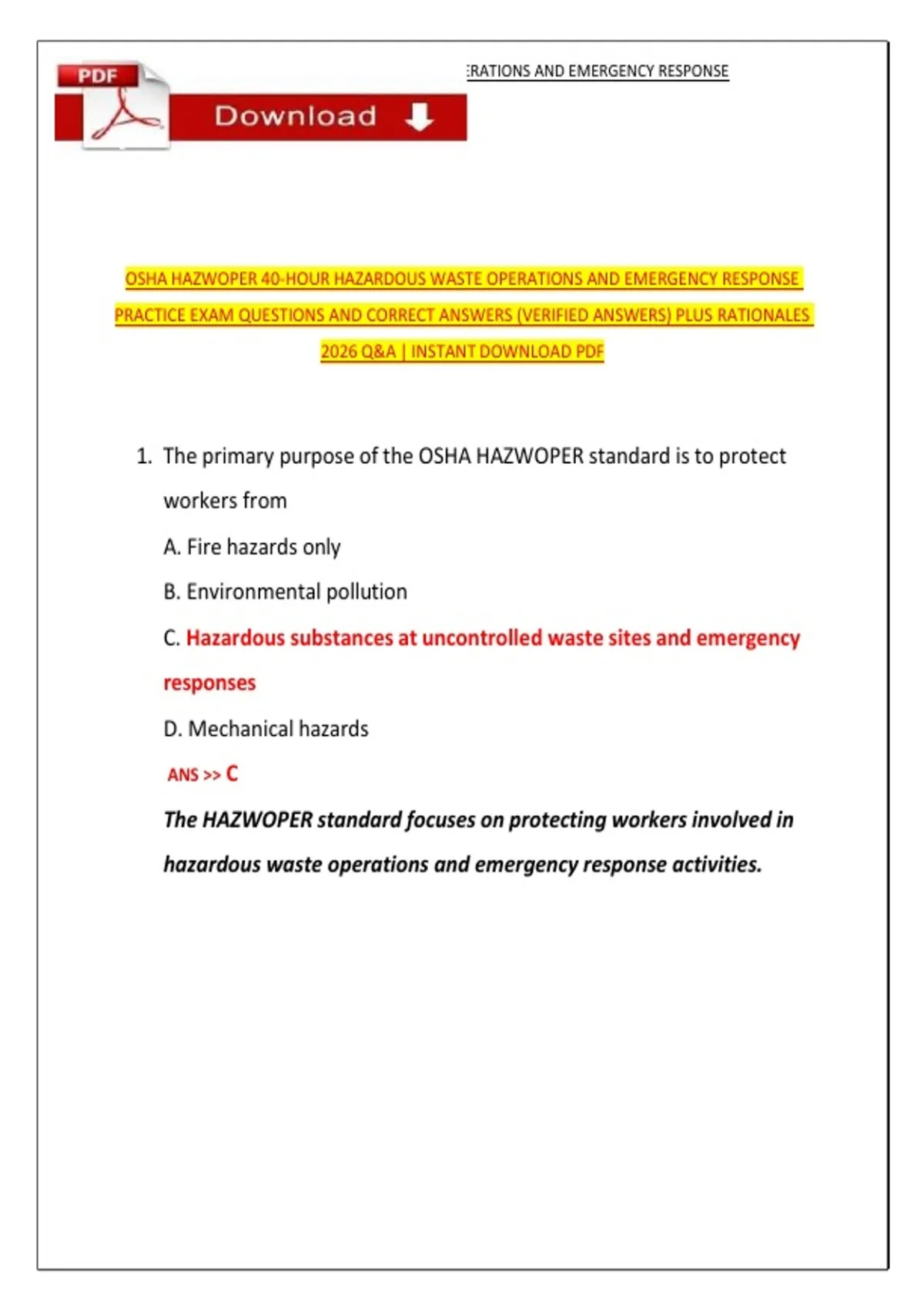 Osha Response Memo Example.pdf OSHA HAZWOPER 40-Hour Hazardous Waste Operations and Emergency Response ...