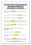 REAL ESTATE PRACTICE EXAM&vert;QUESTIONS AND 100&percnt; CORRECT ANSWERS&vert;LATEST &excl;&excl;&excl;&excl;2026&vert;GRADED A&plus;&vert; &lpar;EXAM READY&rpar;