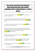 REAL ESTATE VALUATION AND APPRAISAL EXAM&vert;QUESTIONS AND 100&percnt; CORRECT ANSWERS&vert;LATEST &excl;&excl;&excl;&excl;2026&vert;GRADED A&plus;&vert; &lpar;EXAM READY&rpar;