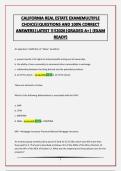 CALIFORNIA REAL ESTATE EXAM&lpar;MULTIPLE CHOICE&rpar;&vert;QUESTIONS AND 100&percnt; CORRECT ANSWERS&vert;LATEST &excl;&excl;&excl;&excl;2026&vert;GRADED A&plus;&vert; &lpar;EXAM READY&rpar;