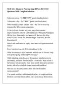 NUR 5351 Advanced Pharmacology FINAL REVIEW Questions With Complete Solutions
