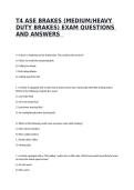 T4 ASE BRAKES &lpar;MEDIUM&sol;HEAVY DUTY BRAKES&rpar; EXAM QUESTIONS AND ANSWERS  